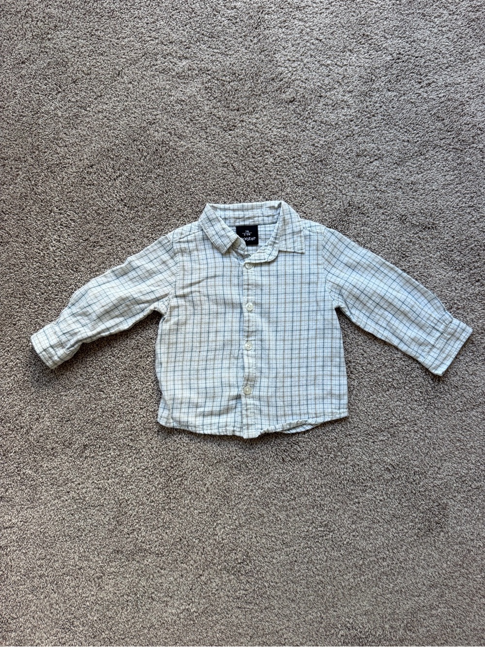 Children's Long-Sleeve Plaid Button-Up Shirt - Light Blue & White
